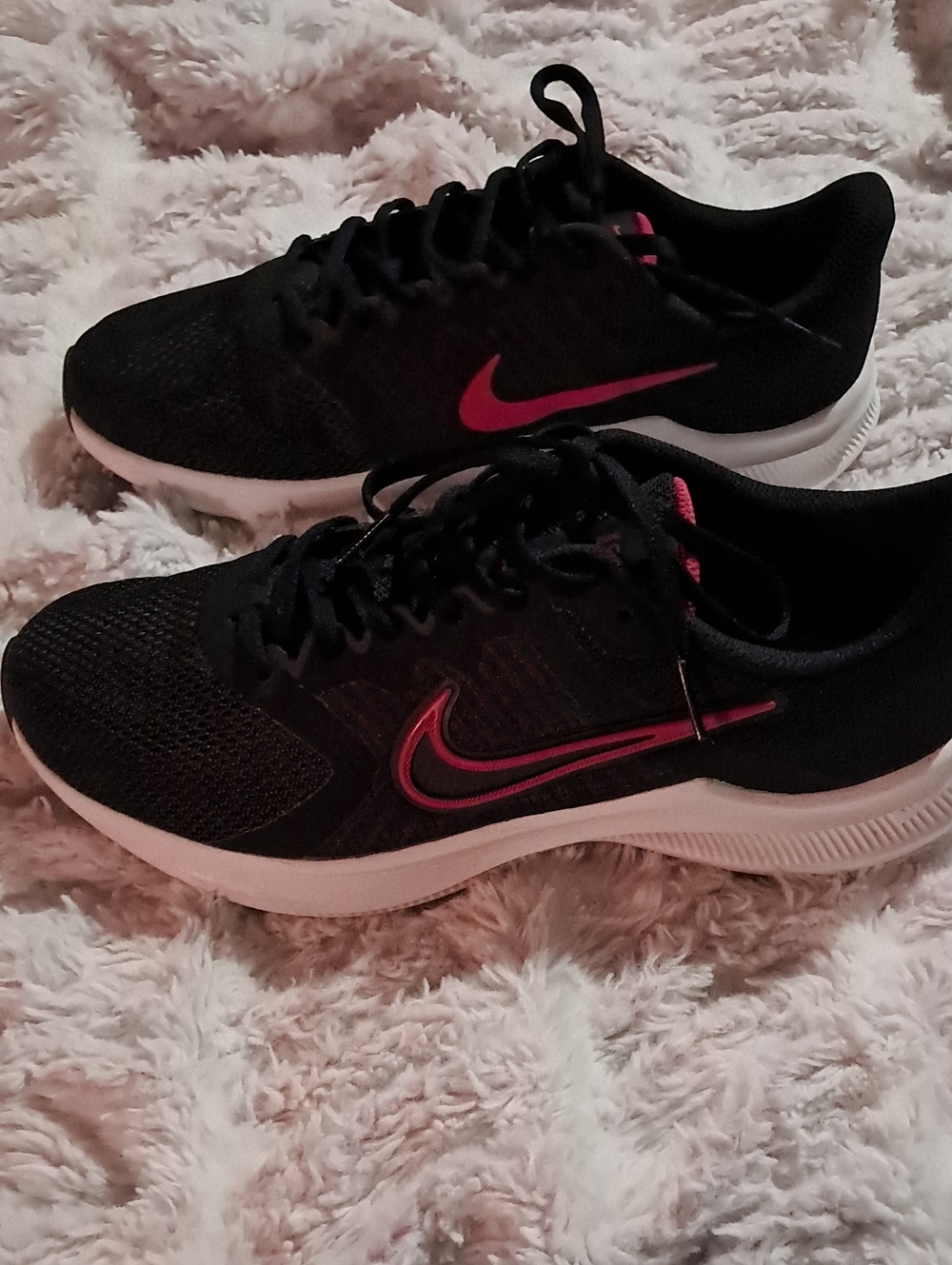 Nike Women's Black Running Shoes with Pink Swoosh